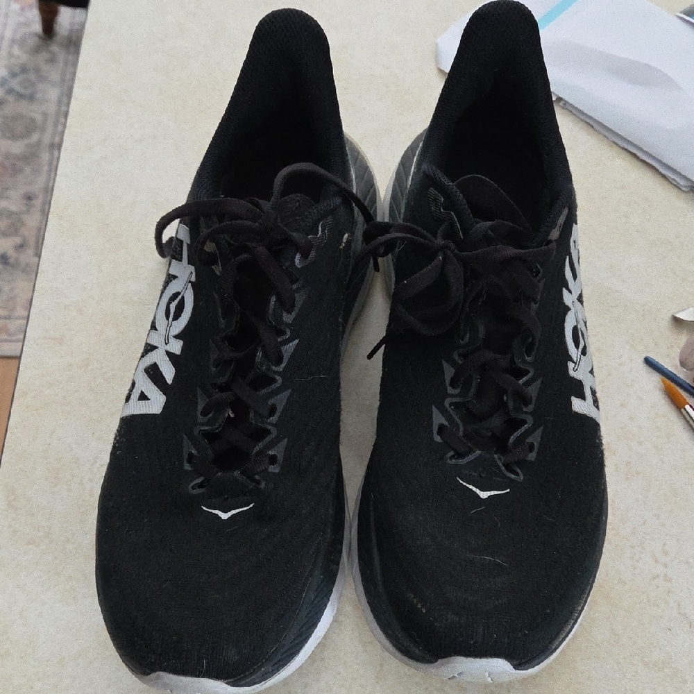Hoka Women's Mach 5 Black Athletic Running Shoes with White Accents